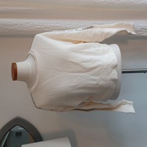 Bar lll Womens Off-White Long Sleeve Cropped Top Small